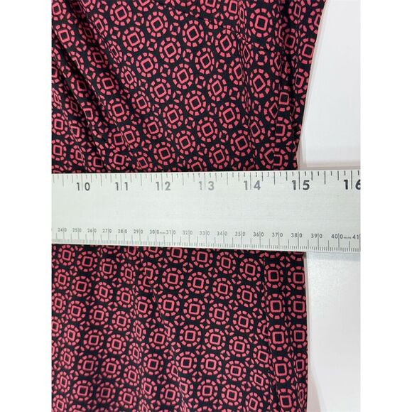 Susan Lawrence Ruffle Twist Front Top L Geo Print Sleeveless Knit USA Made - Picture 4 of 7